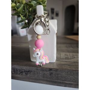 Unicorn Silicone Beaded Keychain